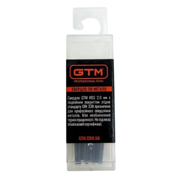 Фото - Свердло GTM 2,0 мм HSS 10 шт. з подвійним покриттям (EM2-020K)